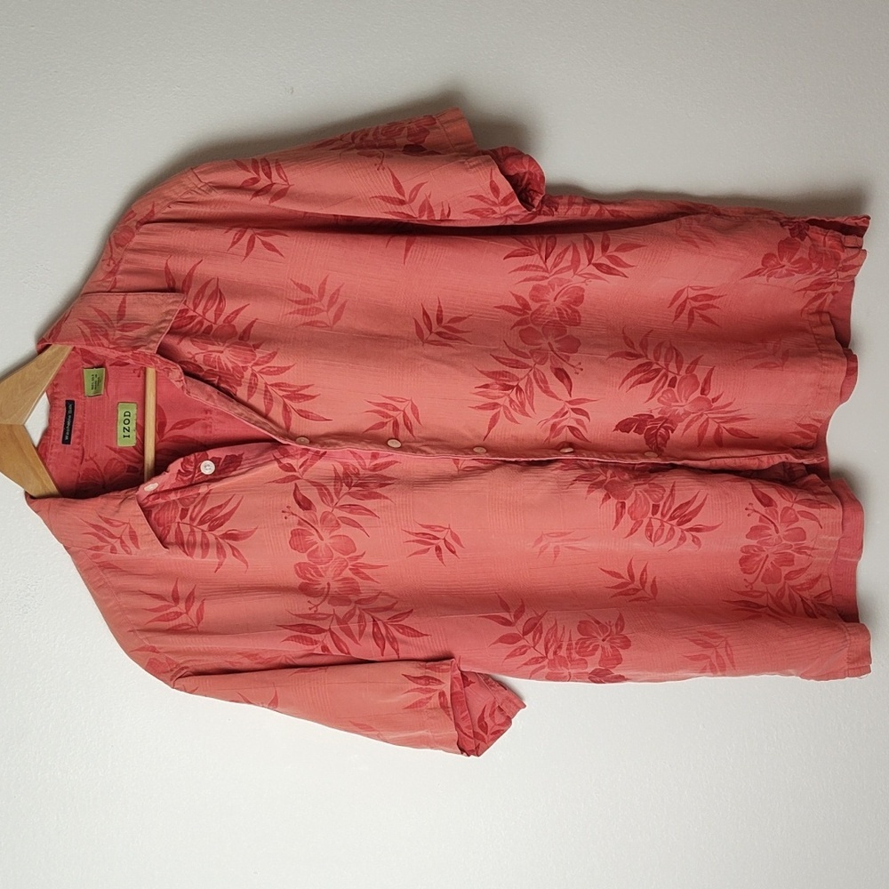 Silk Coral Floral Casual Button Down Shirt